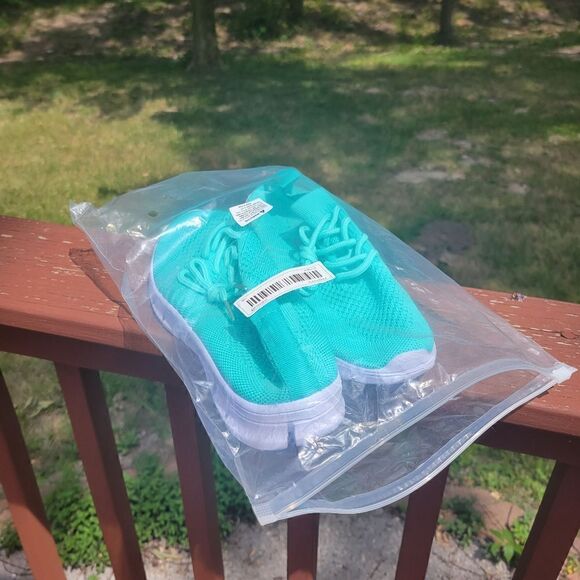 Ladies Sport Shoes Mesh Lace-up Non Slip Running Breathable Sneakers Sky Blue - Picture 3 of 11